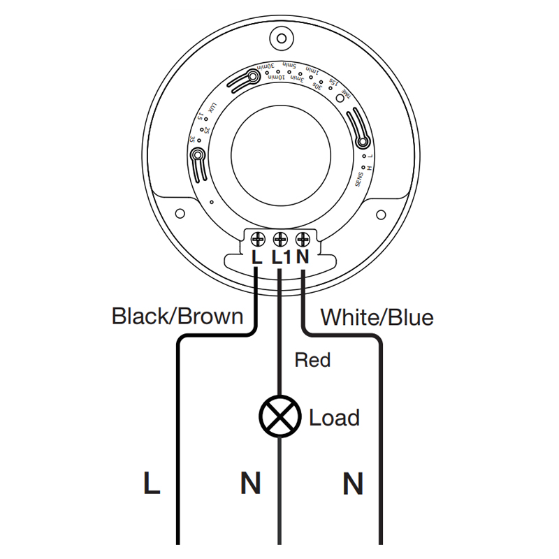 Schema di cablaggio del sensore di movimento a soffitto rz036