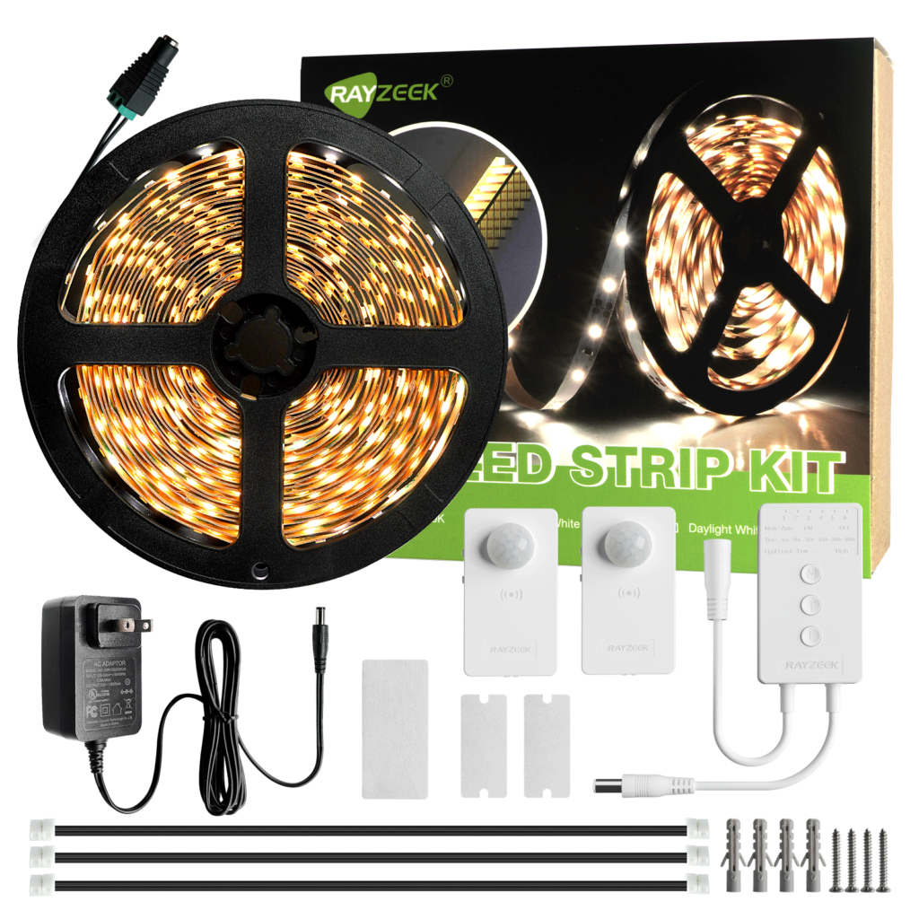 Wireless controller 2X motion sensor kit with warm white LED strip light