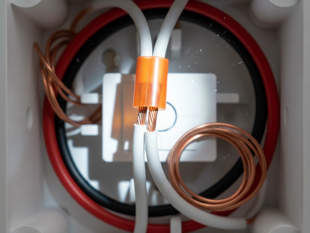 Neutral Wire Bundle in a Wall Switch Box An open electrical gang box showing a bundle of white insulated wires joined by a wire connector, tucked in the back.