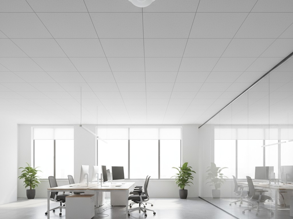 ออฟฟิศเปิดโล่งสว่างไสวนที่ทันสมัย พร้อมเซ็นเซอร์ PIR สำหรับอยู่อาศัยที่ซ่อนไว้อย่างมิดชิดบนเพดาน อาคารสะอาดและมีแสงสว่างเพียงพอ