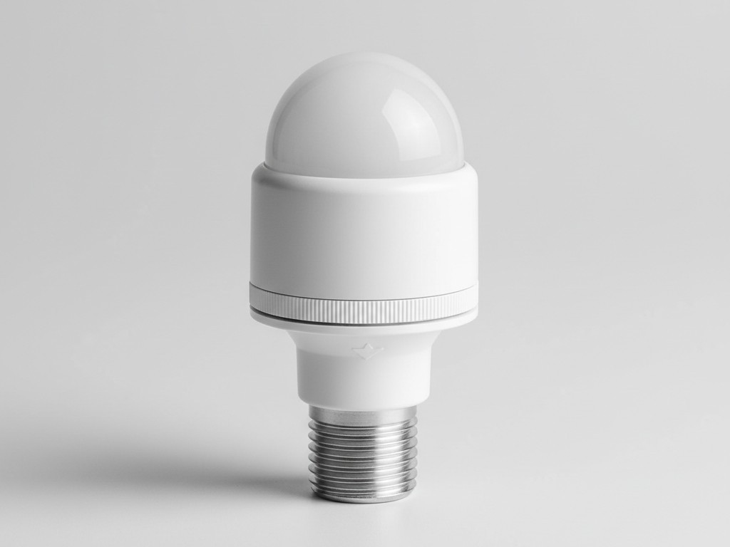 Vida Takmalı Hareket Sensörlü Işık Adaptörü Beyaz plastik vida takmalı hareket sensörlü ampul adaptörü, temiz ve nötr bir arka plan önünde gösterilmektedir.