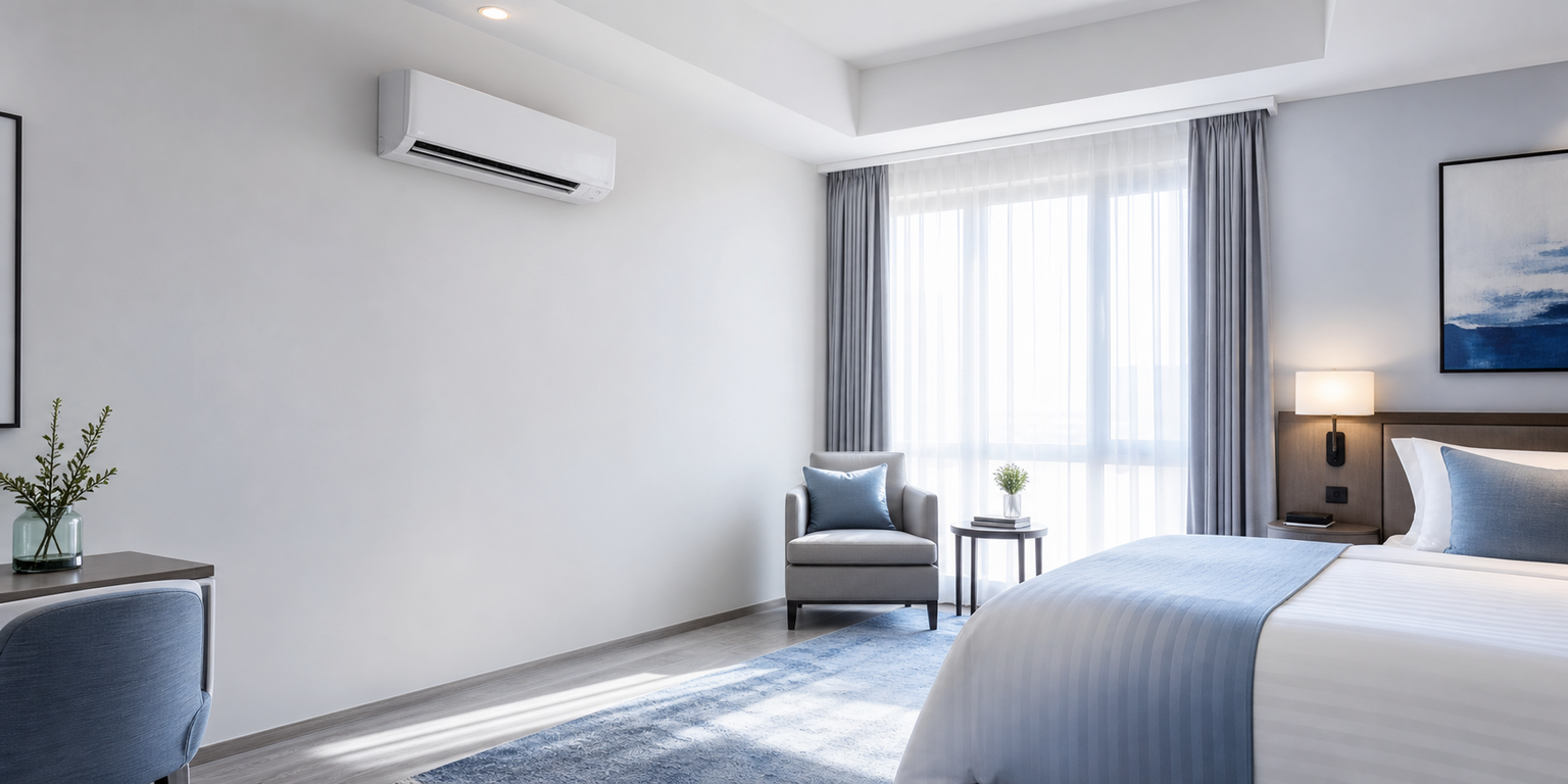 Indoor split AC energy-saving control for unoccupied rooms