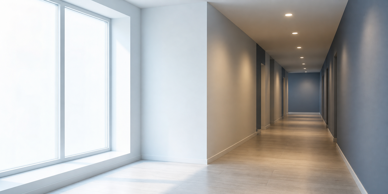 Automatic ambient light control in an indoor office space