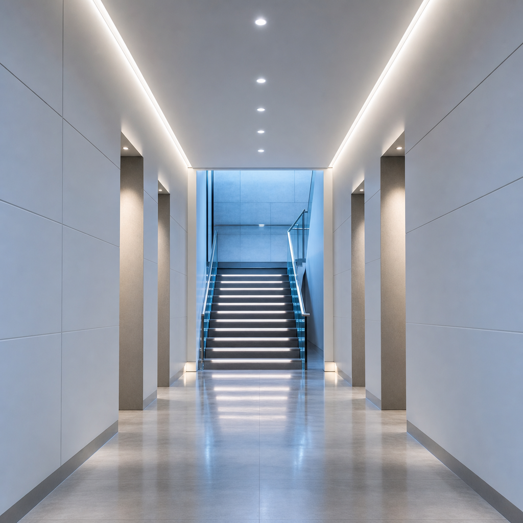 Indoor hallway ambient light control