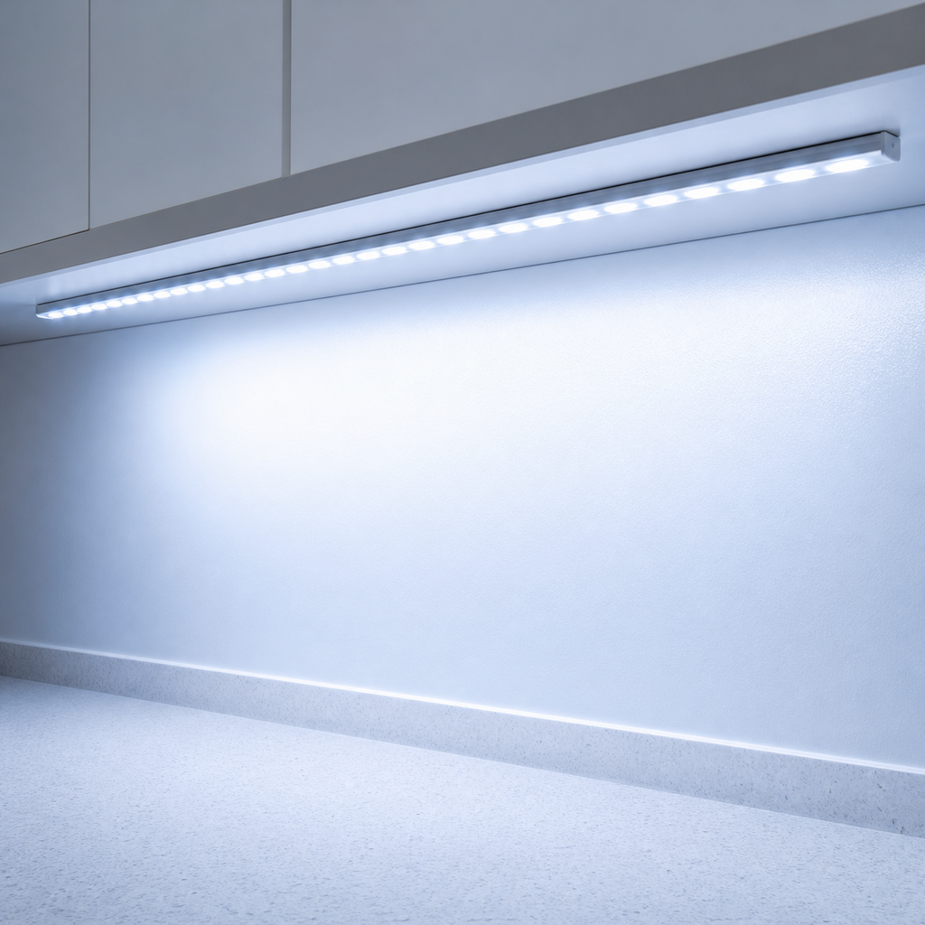 Indoor LED strip lighting with low voltage motion sensor