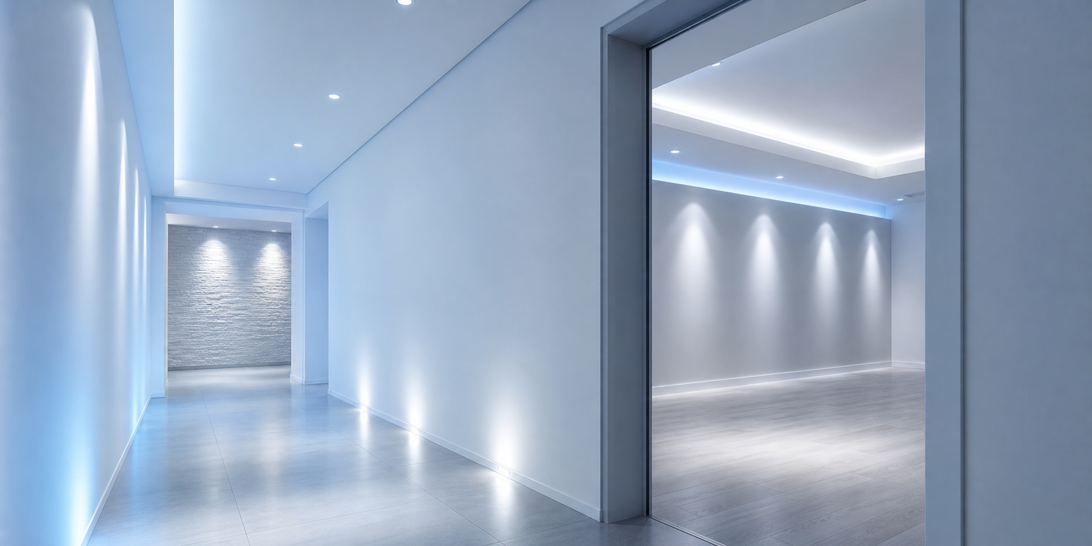 Indoor lighting controlled by wireless motion sensor kit
