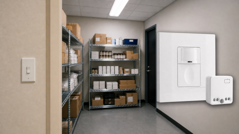 Rayzeek RZ039 product overlay in a retrofit storage room lighting application