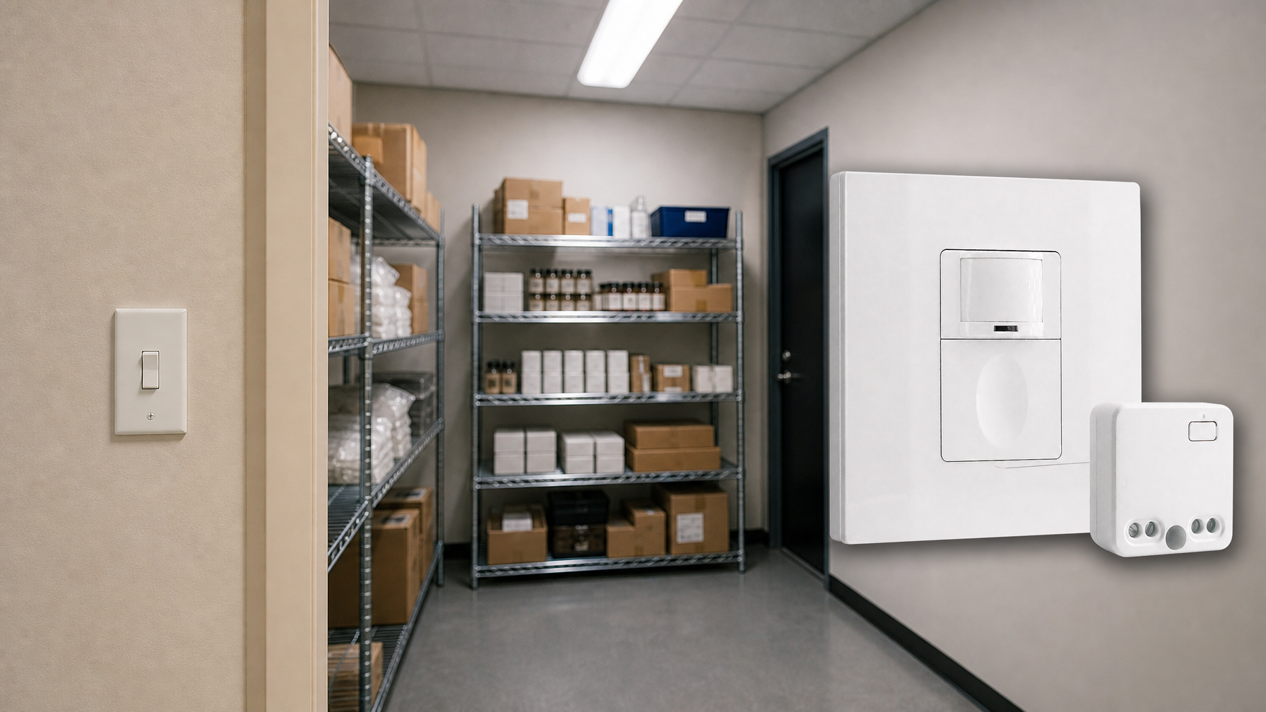 Rayzeek RZ039 product overlay in a retrofit storage room lighting application