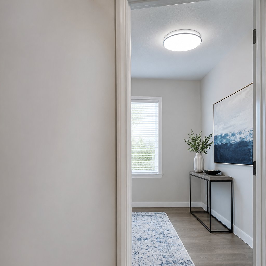 Indoor room with ceiling light for RZ040 wireless lighting control context