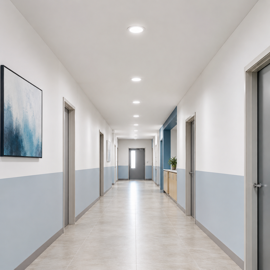 Shared hallway ceiling lighting context for RZ048-10A microwave sensor switch